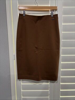 Tahari Brown Midi Pencil Skirt